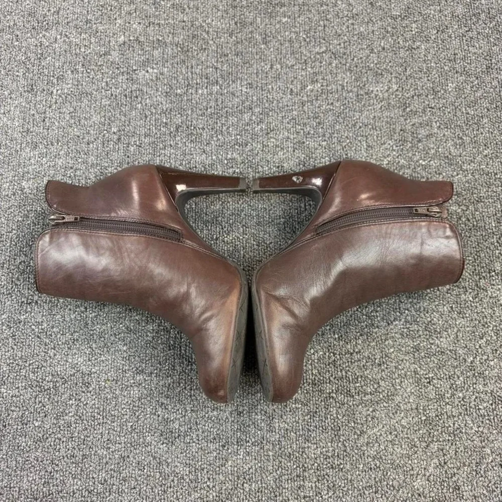 Gianni Bini Brown‎ Leather Side Zip Stiletto Heel Boots   Womens Size 7.5 M
